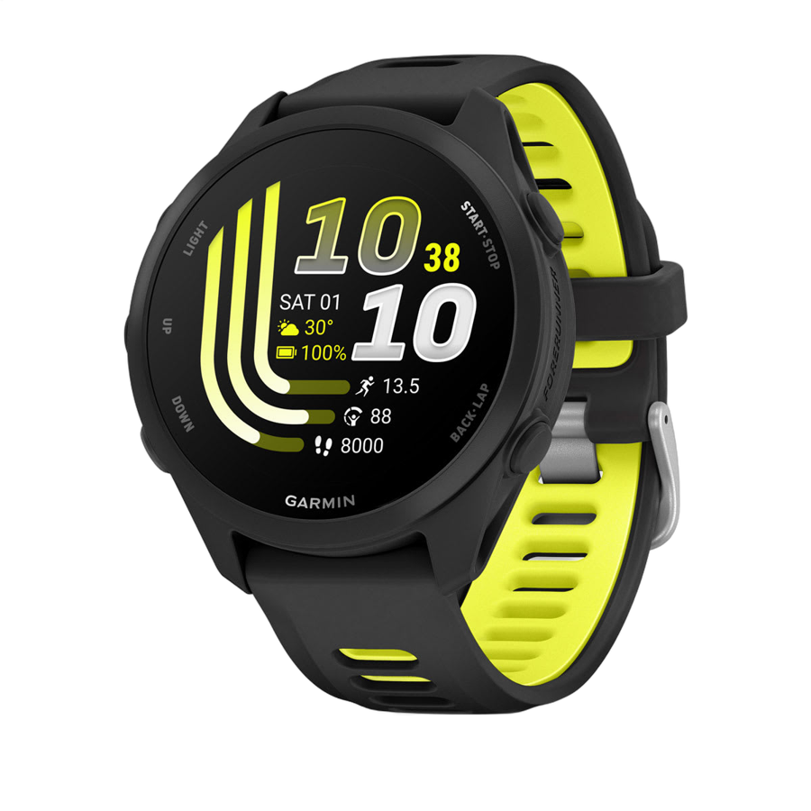 Garmin Forerunner 170 GPS running watch black with Amp Yellow band accents