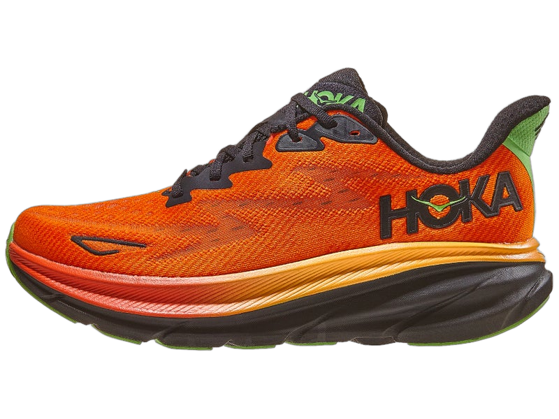 HOKA Clifton 9 road running shoe orange