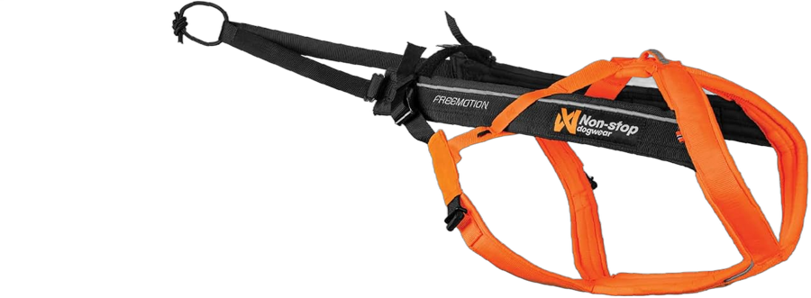 Non-stop dogwear Freemotion Harness 5.0 orange and black dog running harness
