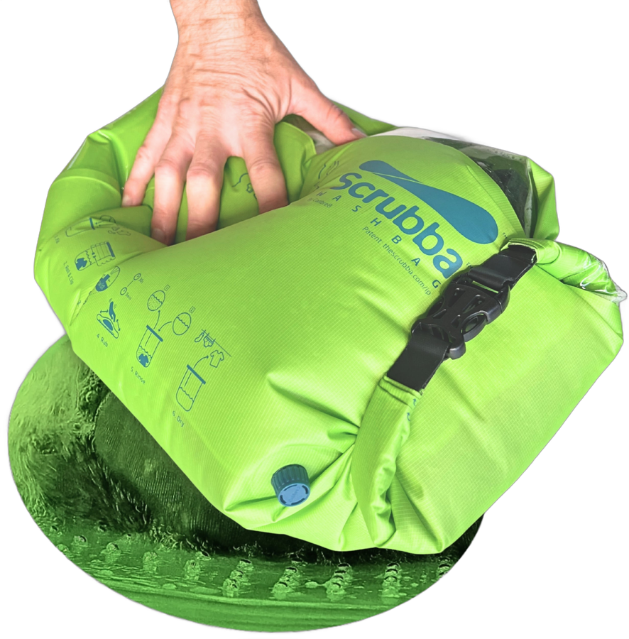 Scrubba Wash Bag green portable travel washing bag with inner washboard
